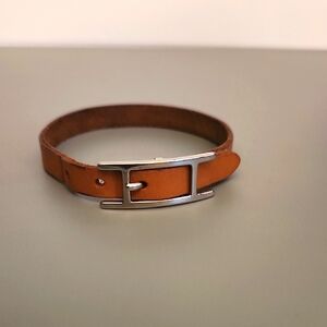 Hermes Leather Bracelet with Silver Buckle